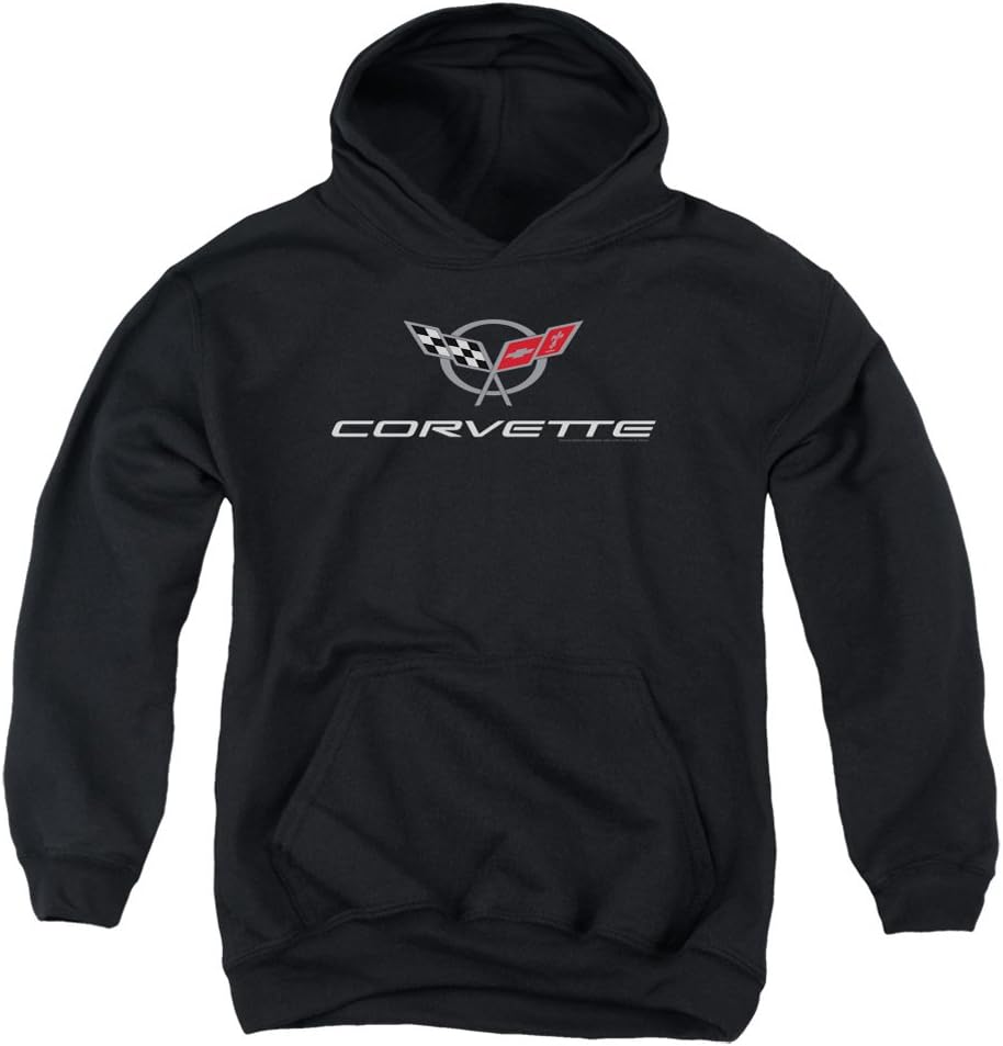 Kids Chevy Corvette Emblem Youth Hoodie, Black, XL