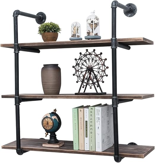 OLDRAINBOW Industrial Pipe Shelving Wall Mounted,Rustic