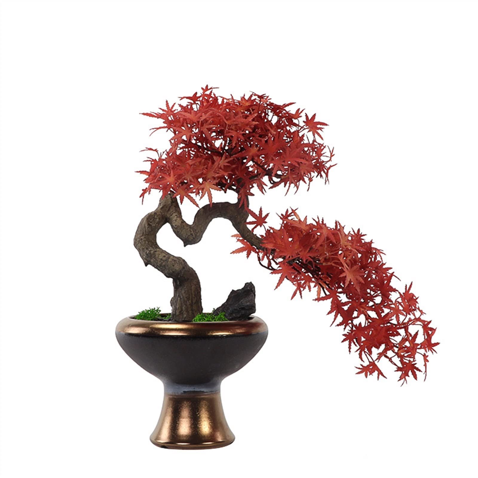 IUokLU Artificial Bonsai Tree,Fake plants, Tree Red Maple Leaf Simulation Bonsai Trees Indoor Living Room Green Welcome Pine Bonsai Tree 19.6in (Red)