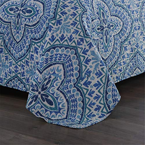 Couvre-lit matelassé patchwork bleu grand lit double 230x240 cm
