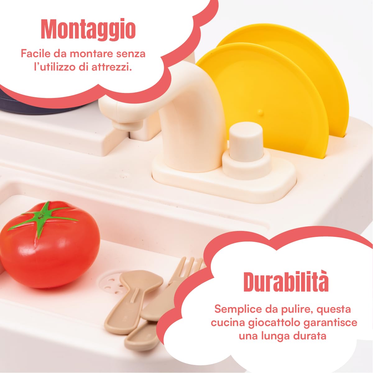 Baroni Toys Cucina Giocattolo Interattiva con Suoni Reali, Cucina con Forno, Fornelli, Microonde, Freezer e Lavabo, 47 Accessori Inclusi, Cucina Gioco Bambini e Bambine dai 3 ai 7 Anni, Altezza 88 cm