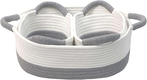 Caroeas Juego de 4 cestas de almacenamiento tejidas con cuerda de algodón, cestas para estantes para organizar, canastas decorativas duraderas y