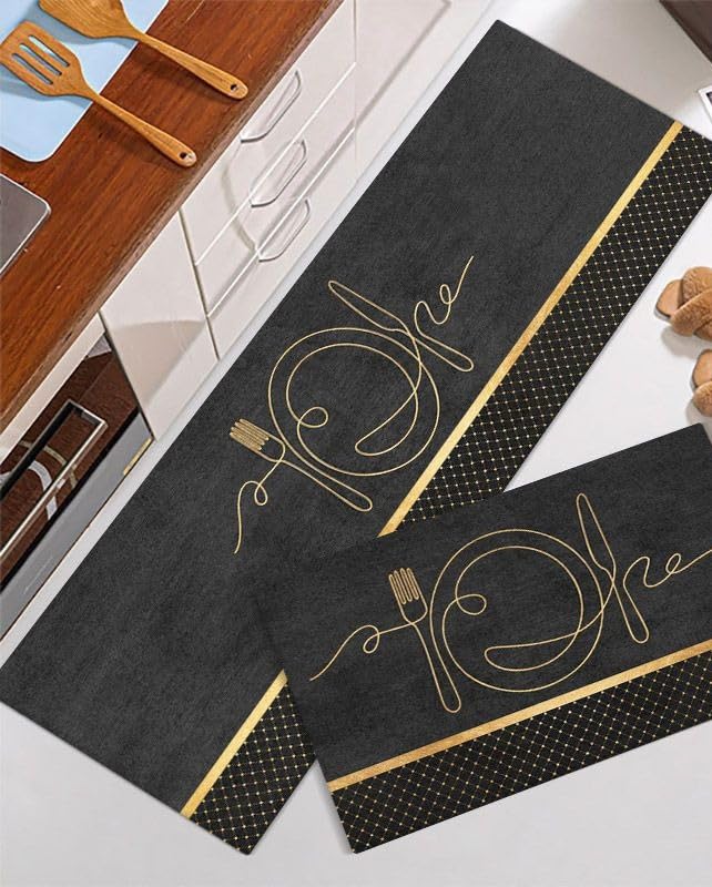 Mokshith Kitchen Mats Pack of 2 Non-Slip Kitchen Mats Water and Oil Absorption Kitchen Mats Floor Mat Carpet Set Dustproof Indoor Doormat (Set of 1) (Dinning MAT)