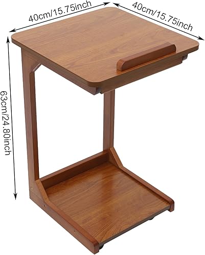 Miniatura 3 de C Table & C Shaped End Table, Mobile Side Table with 4-Way Adjustable Desktop and Lockable Wheels, Multi-Functional Rolling Table for Sofa Couch