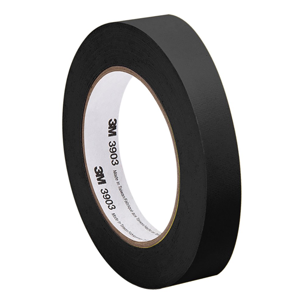 3M Black Vinyl/Rubber Adhesive Duct Tape 3903, 0.75503903BLACK 12.6 psi Tensile Strength, 50