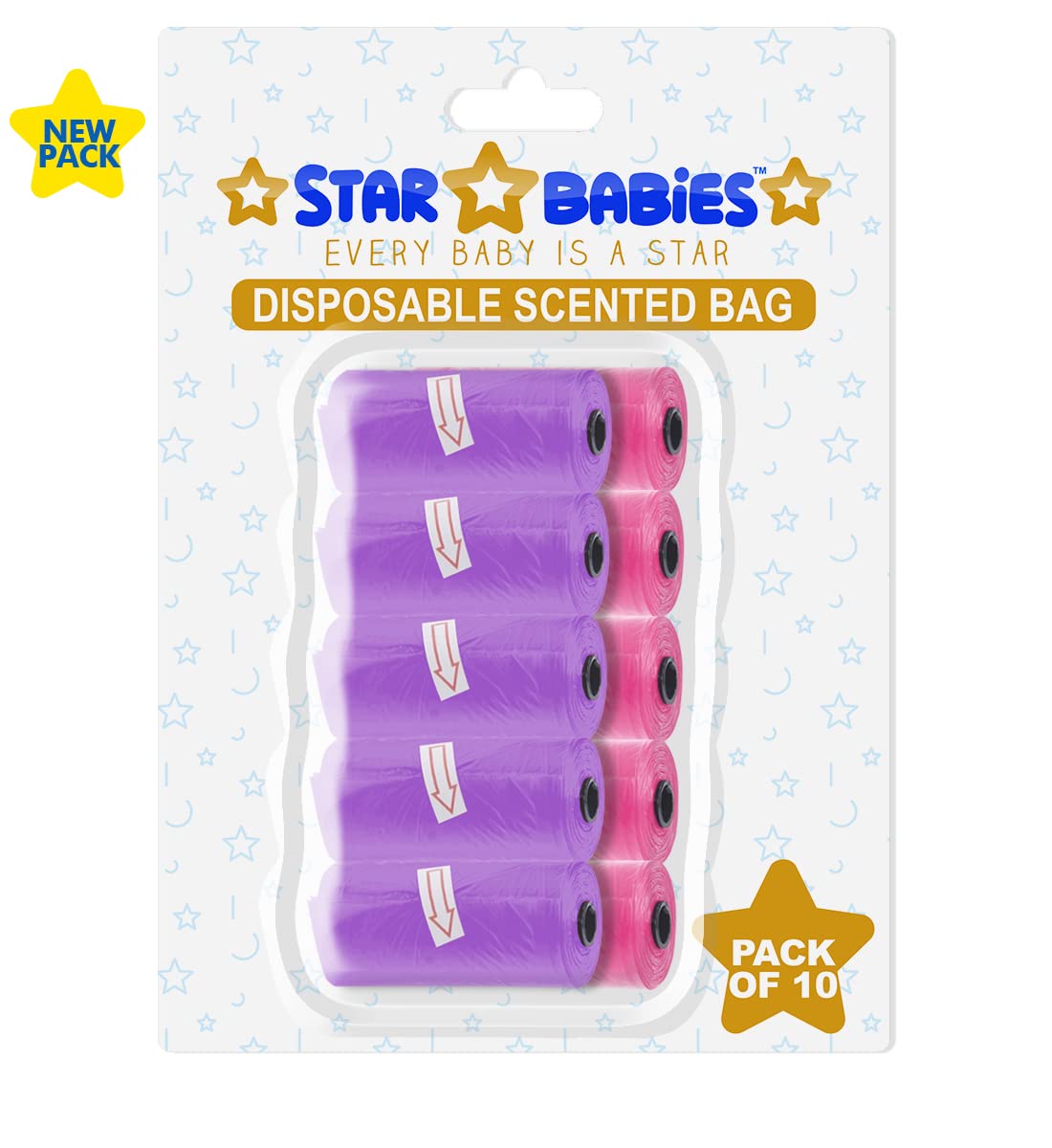 Star Babies Scented Bag Pink/Lavender Pack of 10 (150 Bags)22x32cm