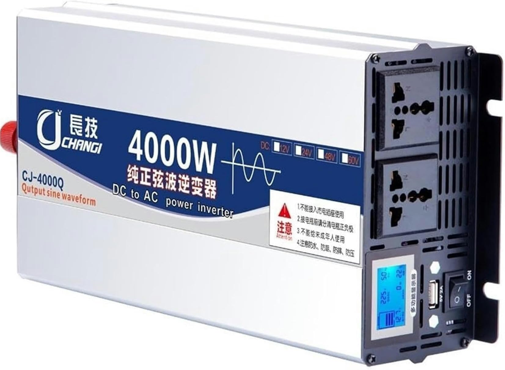 Onduleur pure sinus 3000W à 8000W transformateur DC 12V 24V 48V vers AC 230V pour camping-car