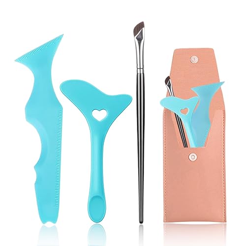 3 plantillas de delineador de ojos reutilizables de silicona delineador de ojos en ángulo, herramienta de maquillaje de ojos multifuncional,