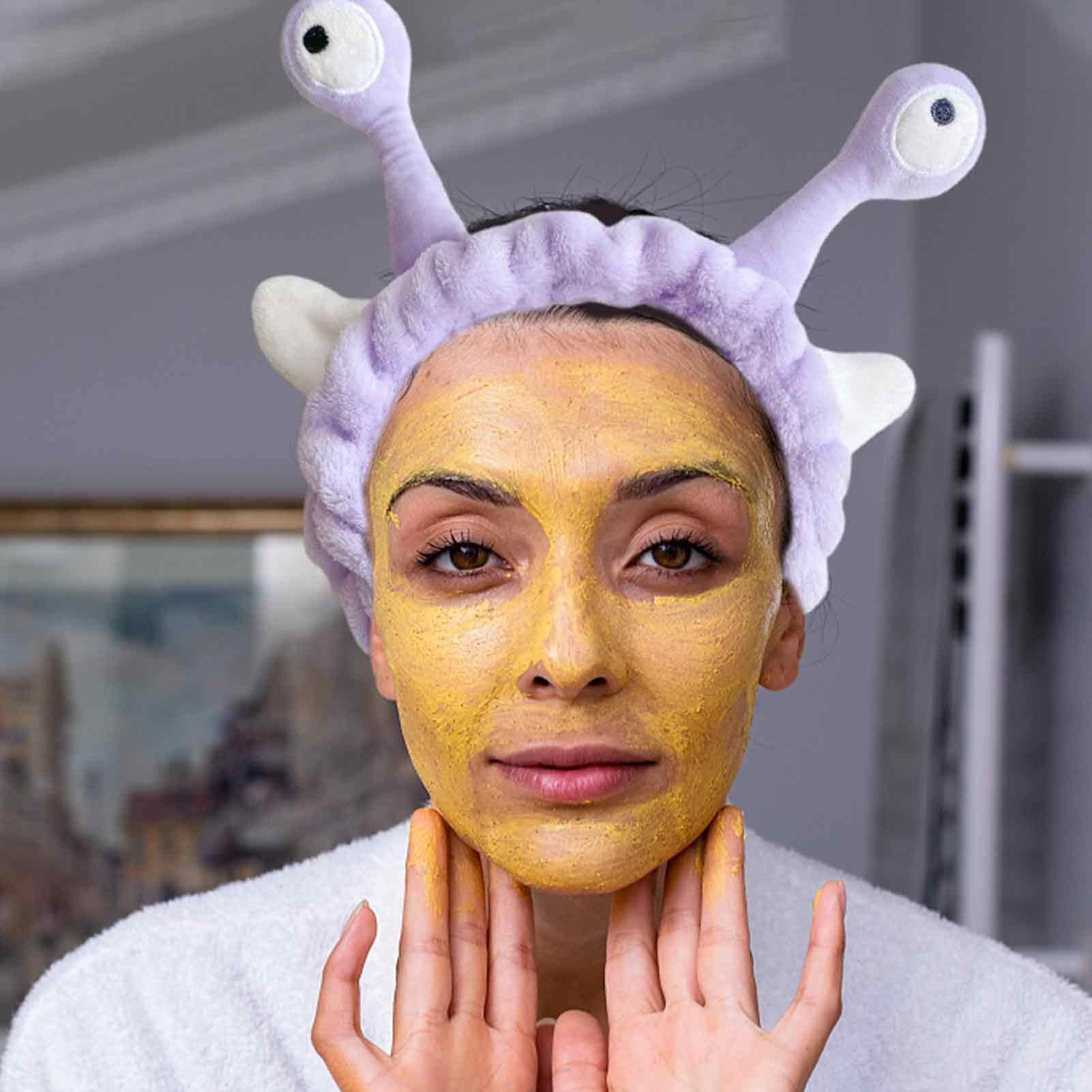 Set Di 2 Fasce Per Capelli A Lumaca Con 2 Spazzole Per Maschera - Tentacoli In Peluche, Elastiche Per Trucco E Esercizio