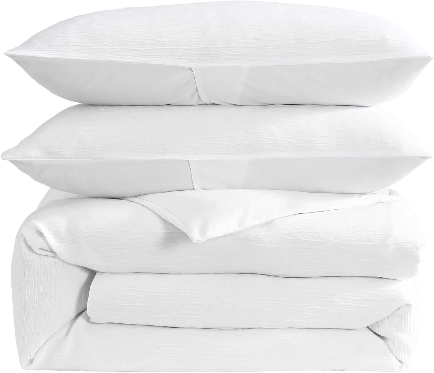 Laura Ashley - Queen Size Duvet Cover Set, 100% Soft Woven Gauze Bedding, 3 Piece Reversible Bed Set with Matching Pillowcases (Crinkle White)