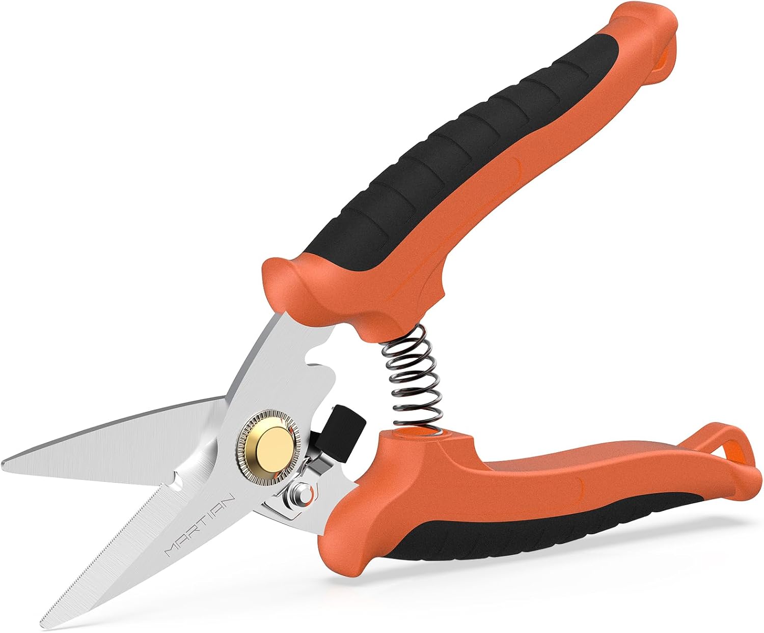 7" Heavy-Duty Multipurpose Gravity Shears – Japanese SUS420J2 Stainless Steel Micro-Serrated Blades, Ergonomic Grip for Gardening, Crafting & Studio Tasks | Safety Lock, Ambidextrous Design (straight)