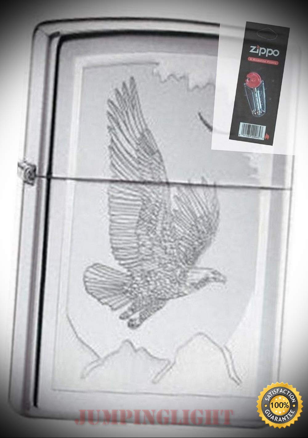 21069 Birds of Prey Chrome Lighter with Flint Pack - Premium Lighter Fluid (Comes Unfilled) - Made in USA!