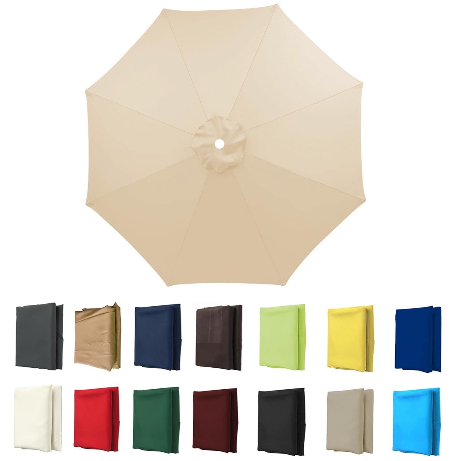 2m-3.5m Replacement Parasol Canopy, Umbrella Replacement Fabric, UPF 50+ Garden Parasol Replacement Canopy, Outdoor Replacement Fabric, 6/8 Rib for Garden Umbrella (Beige,6ribs:2.7m/8.8ft)