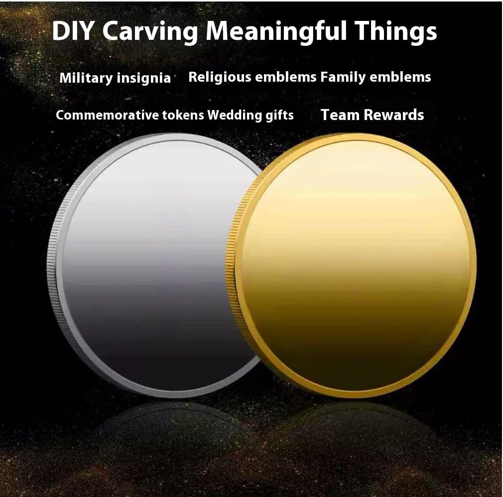 10PCS Blank Brass Coins for Laser Engraving - 40mm Unfinished Challenge Coin Blanks, Engravable Metal Coins for DIY, Customization, Memorial, Gift