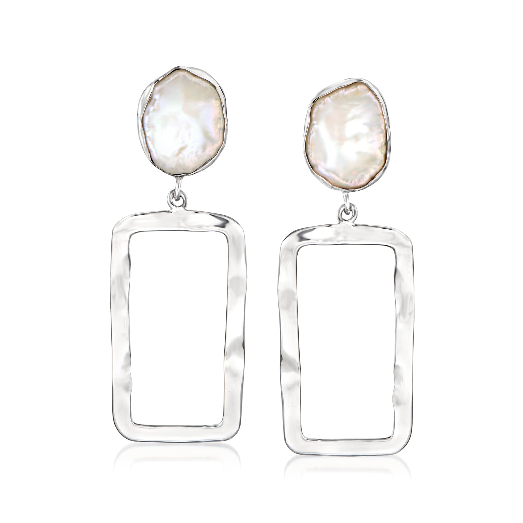 Ross-Simons11-13mm Cultured Keshi Pearl Rectangular Drop Earrings in Sterling Silver
