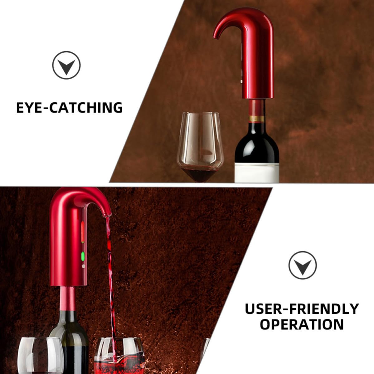 Aérateur de Vin Électrique Portable 1500 Mah, Rouge, Abs