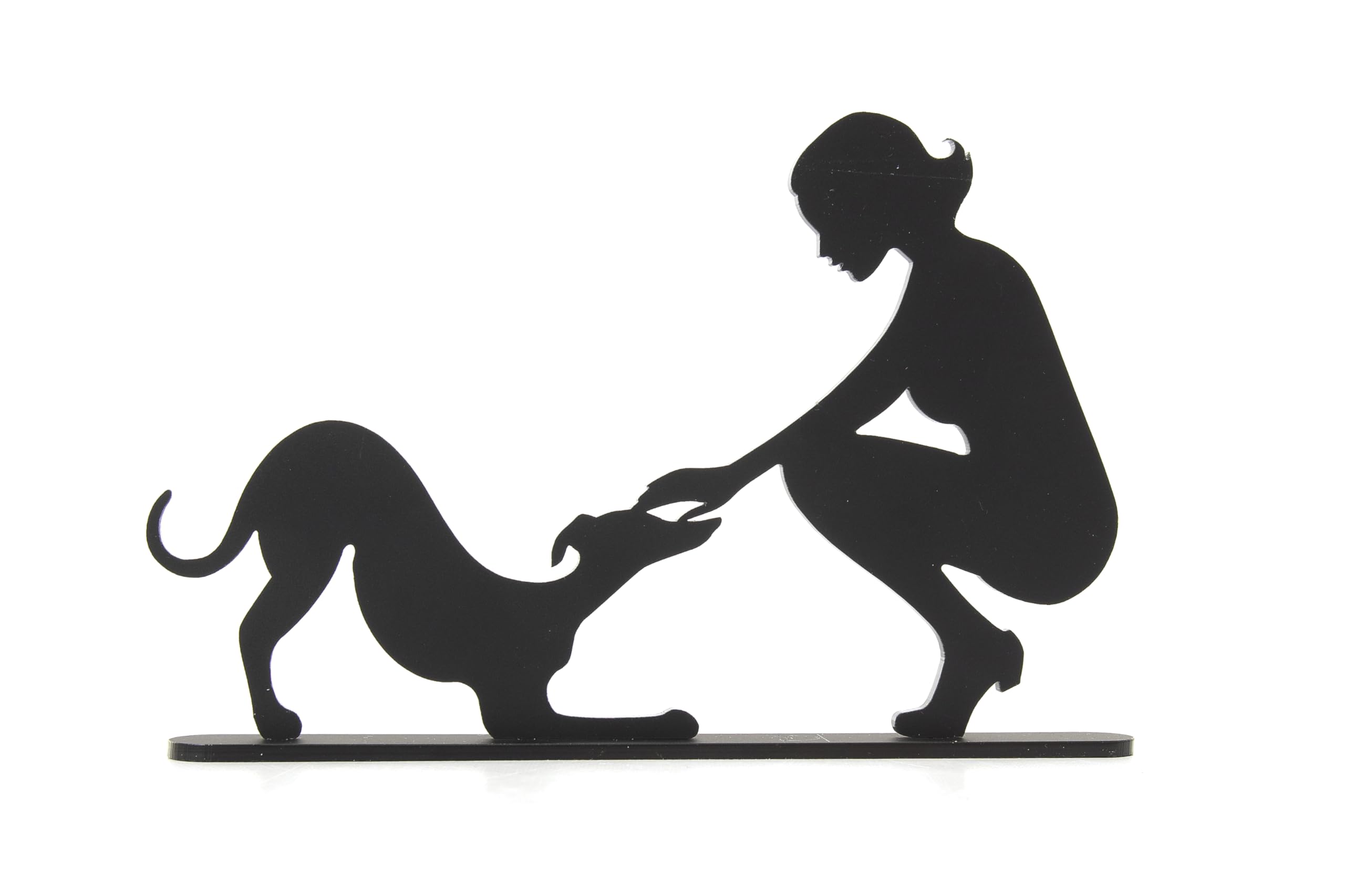 Whippet Greyhound Silhouette Ornaments, Dog with girl. Human with pet. Gift for whippet lover (Female2)