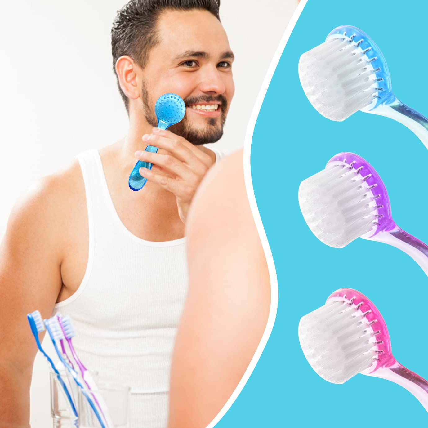 QUACOWW 6 Pieces Facial Cleansing Brush Acrylic Handle, Soft Bristle Facial Exfoliating Cleaner Brush with Cap for Face Care Deep Pore Facial Cleansing Makeup Removal (Pink, Blue, Purple) : Beauty & Personal Care