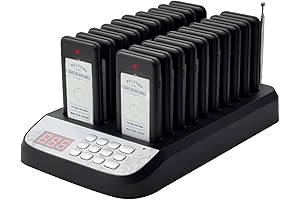 Social Distance Buzzer System,Wireless Pager System, 20 Guest Calling Pagers for Restaurant,Food Truck,Church,Nursery,Hospital