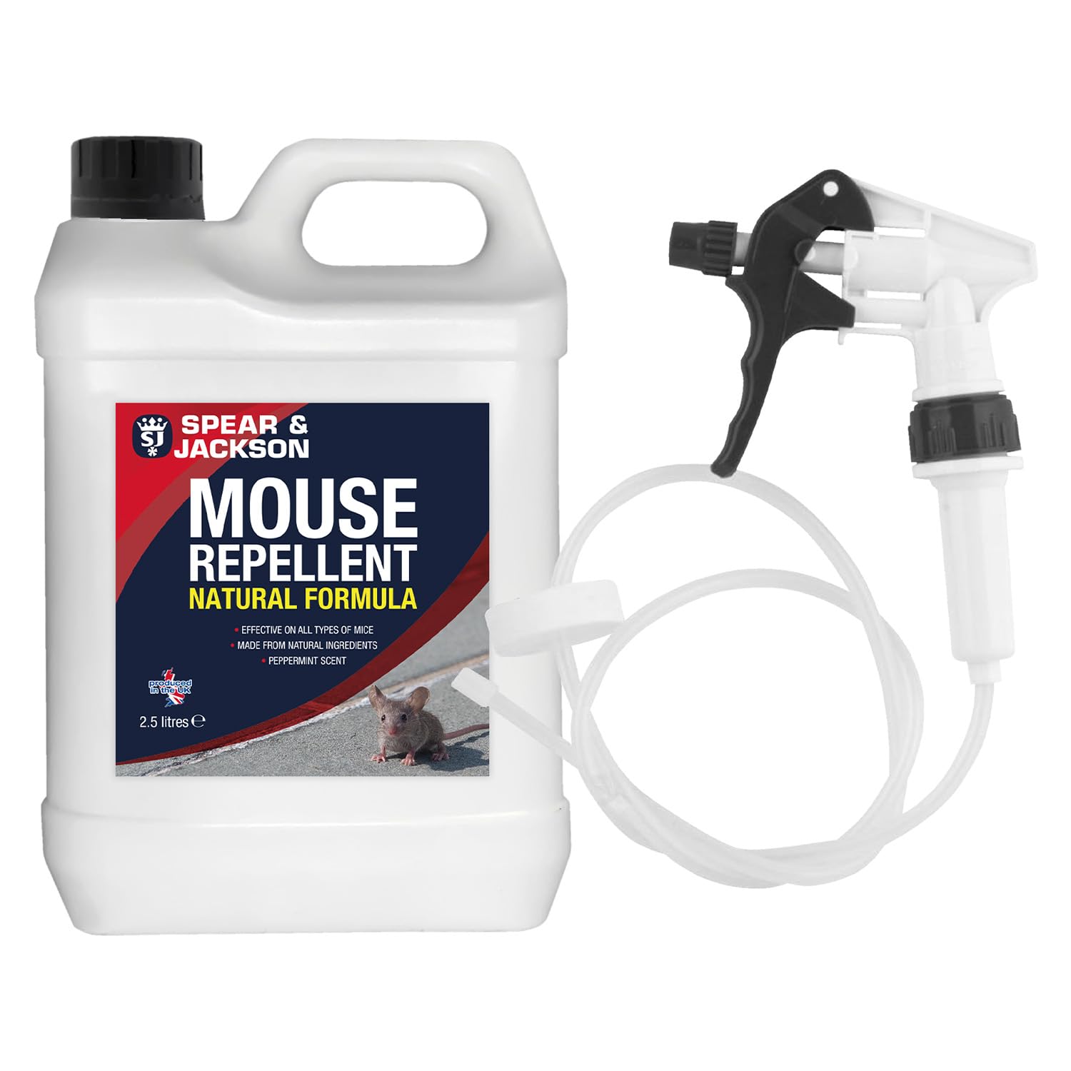 Spear & Jackson Mouse Repellent 2.5L with Long Hose Trigger, Peppermint Scent, Natural Ingredients
