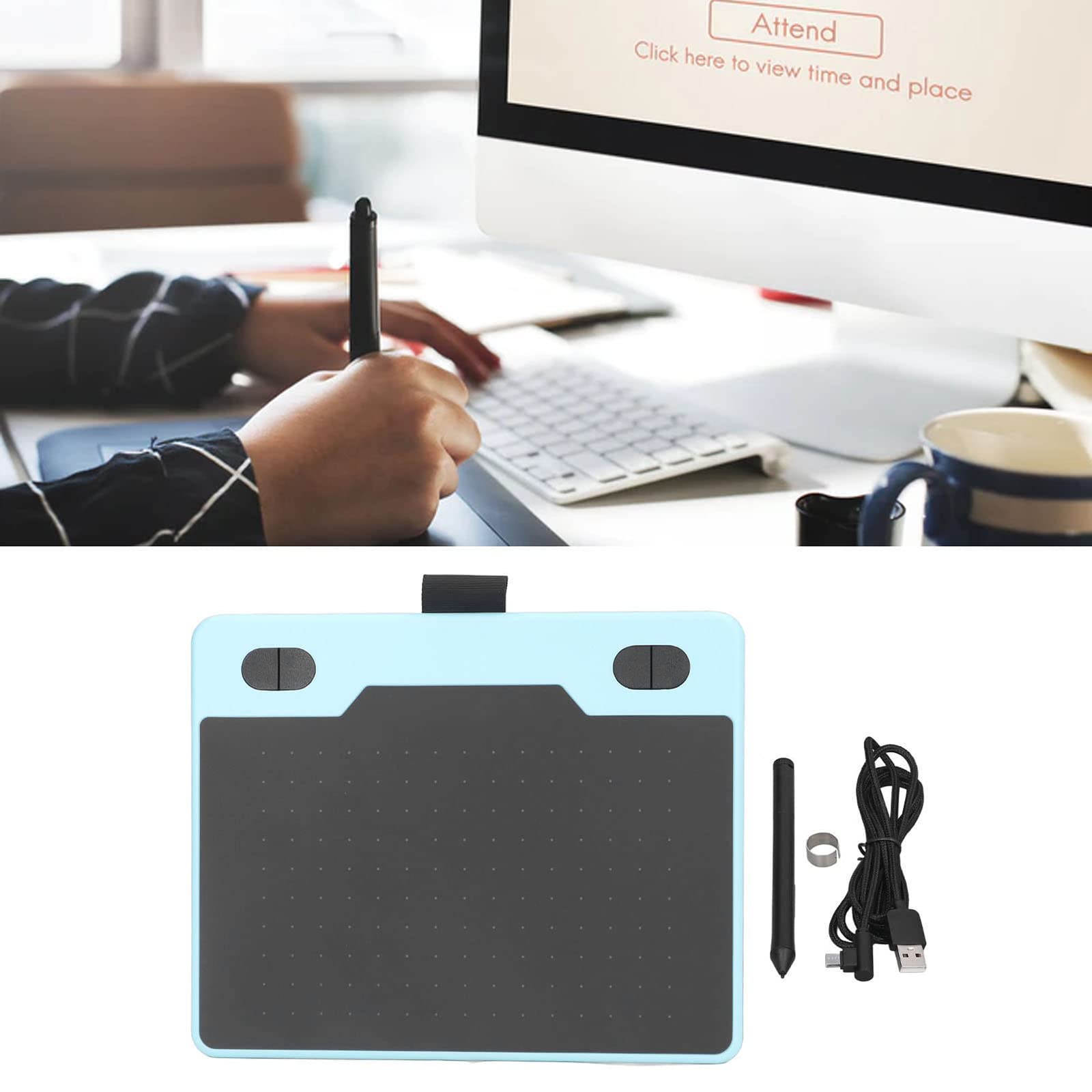 TsoLay Tavoletta Grafica, Tavoletta Grafica Elettronica Professionale Portatile con 8192 Penna Passiva di Ricarica Senza Batteria, velocità di Lettura 233/s, per Notebook, Tablet, Telefono Cellulare