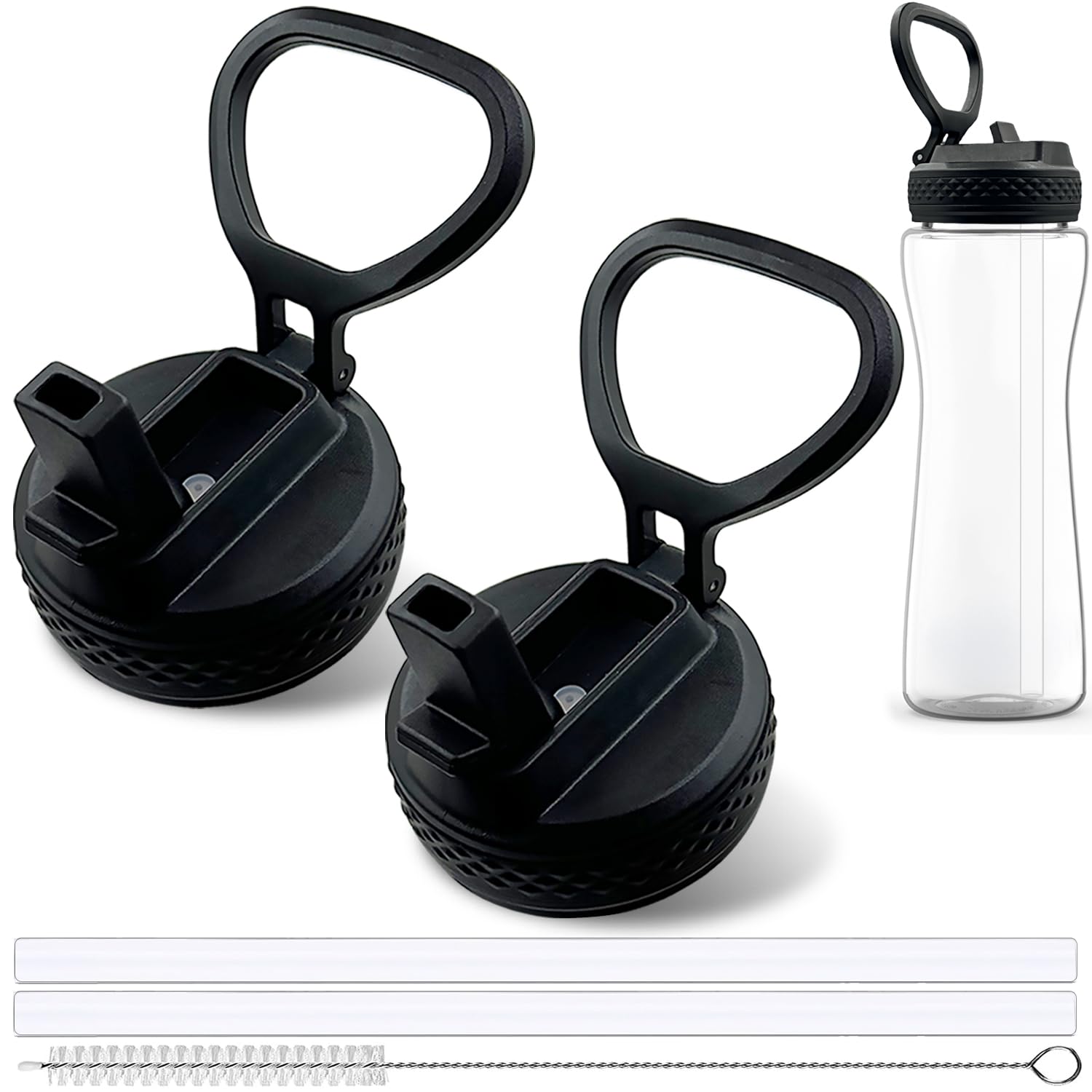 Replacement Lid for Cirkul Water Bottle - 2 Pack Straw Lid Compatible with Cirkul Lid 12 oz - 64 oz Bottle - Leak Proof Straw Cut to Fit