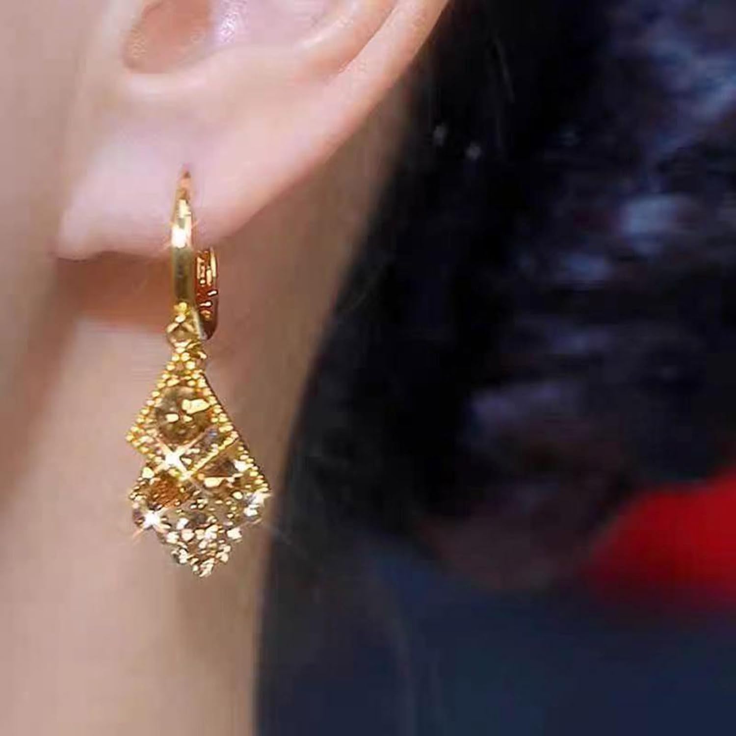 Boho Crystal Square Earrings Rhinestone Square Dangle Earrings Square Huggie Hoop Earrings Sparkly Geometric Earrings Jewelry for Women - Image 6