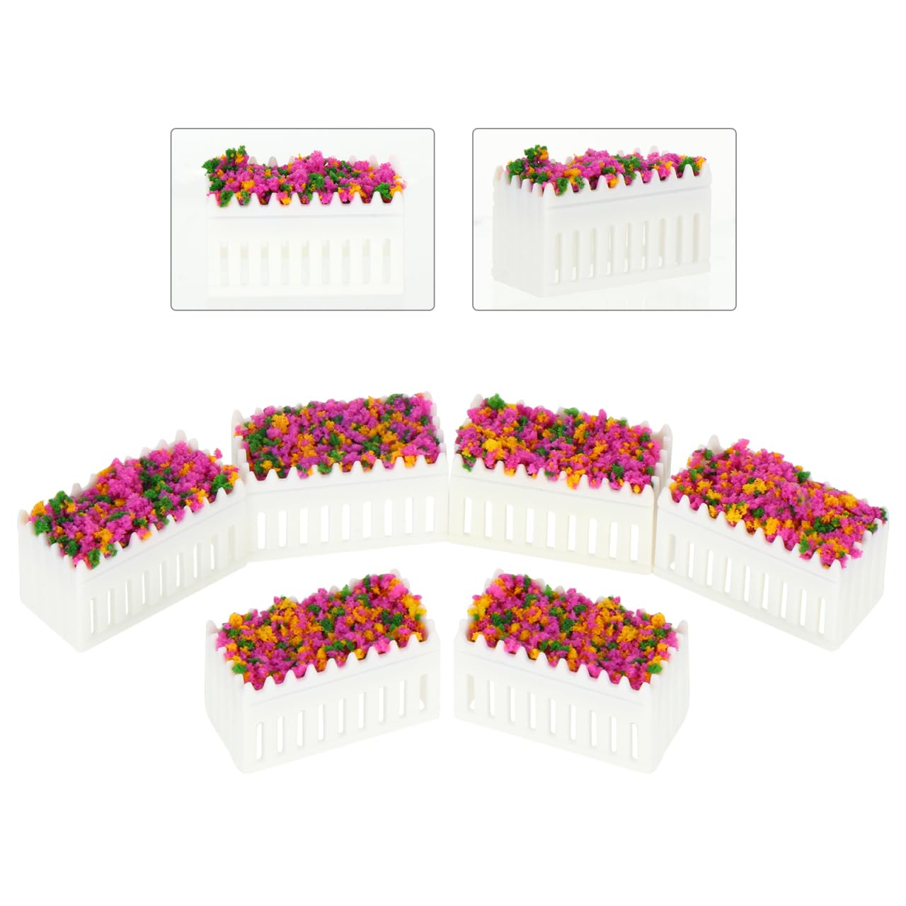 Garneck 6Pcs Miniature Flowers for Dolls House Garden Accessories, Doll House Hanging Basket & Window Box Decor - Image 4