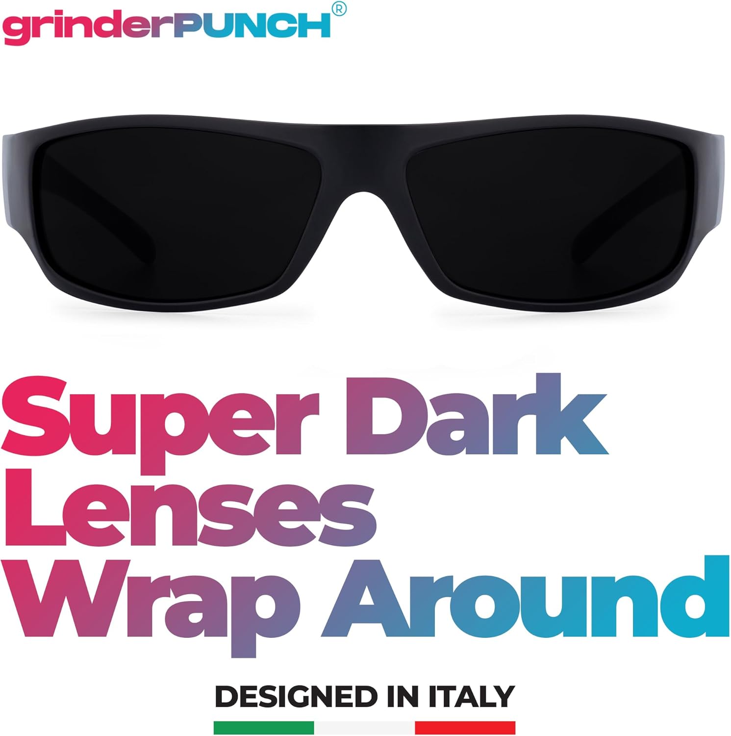 grinderPUNCH Mens Black Super Dark Sunglasses - Slim Wrap Around Gangster Style - Image 9