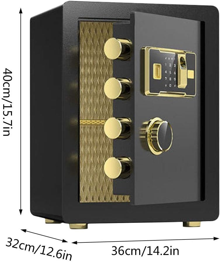 Digital Electronic Safe Small Wall-Mounted Safe Keyboard Cabinet Fingerprint Identification System Lock Box(Black)