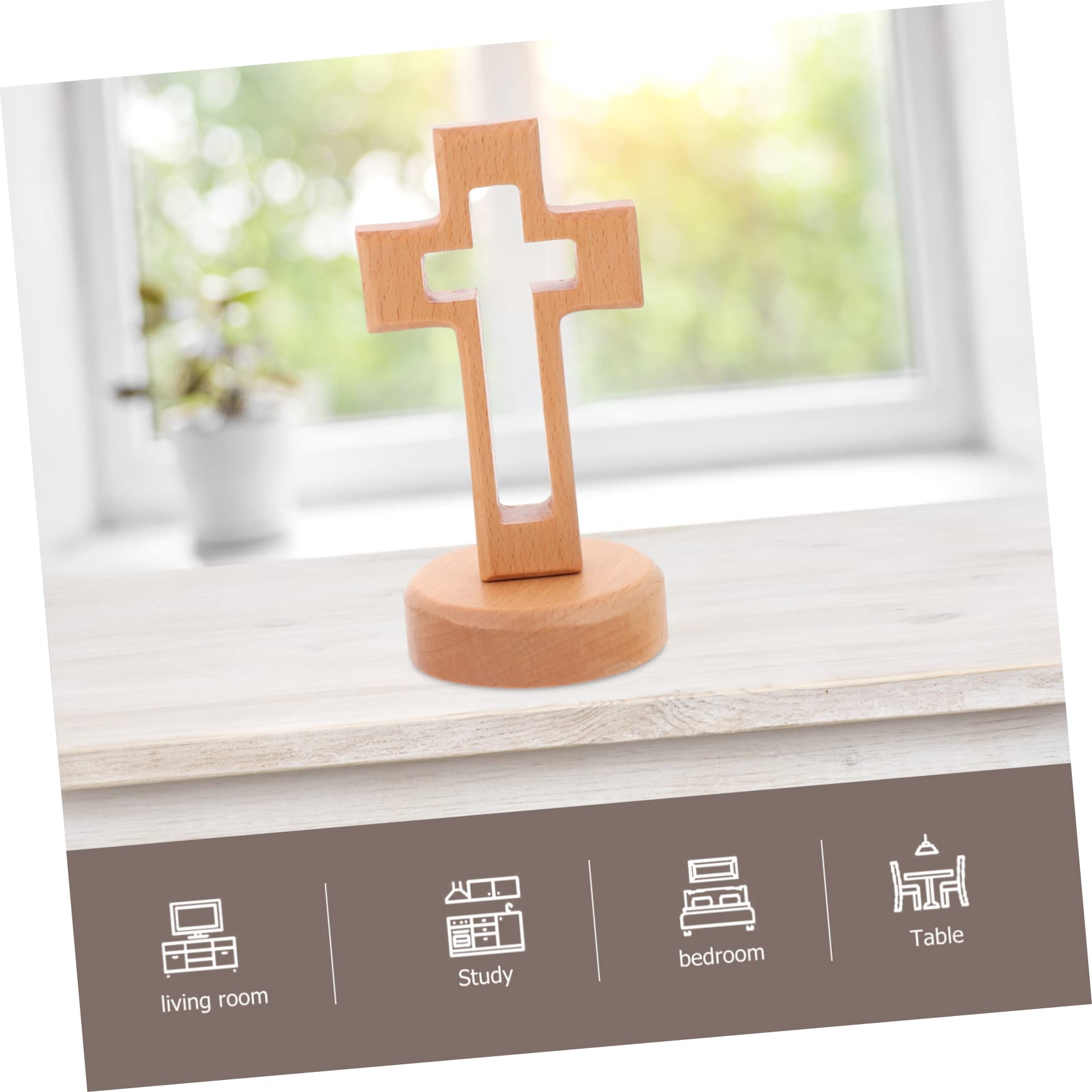 Abaodam Wooden Cross Ornament Religious Decoration Catholic Holy Cross for Home Tabletop Display Compact Size Smooth Finish - Image 2