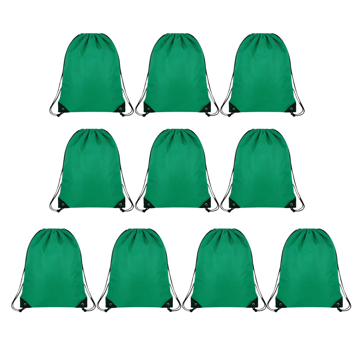 Stycypel 10 Pack drawstring bags backpack,draw string bag gym,waterproof drawstring bag for swim, gym, sports & travel,swimming beach storage organization - Green