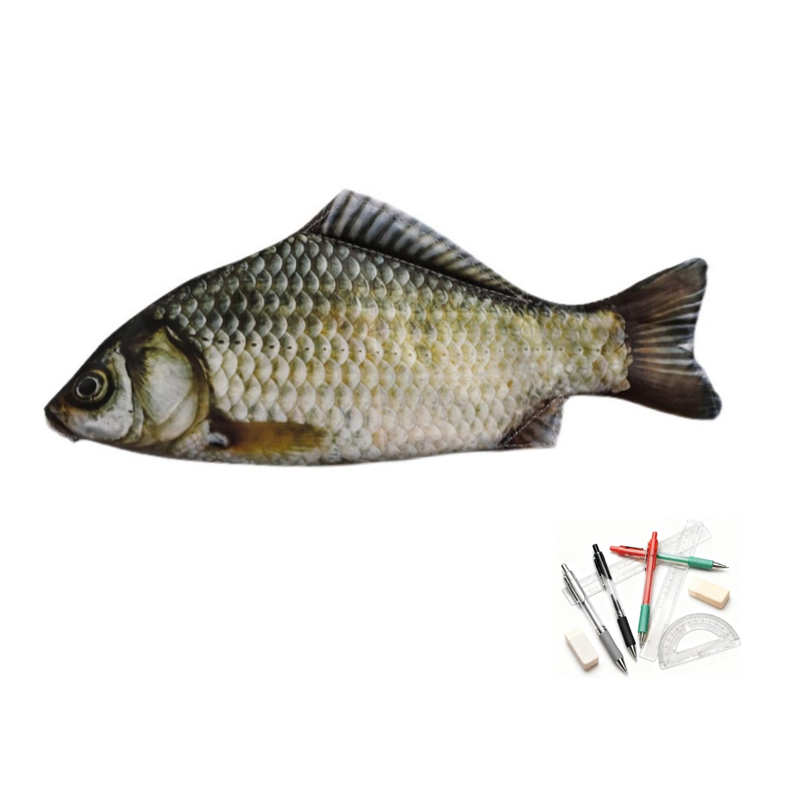 QLHNGUZ Funny Fish Pencil Case Artificial Fish Pen Bag Pencils Bags Simulation Fish-Shaped Zipper Cool Pencil Case for School Office Supplies 1 Pc