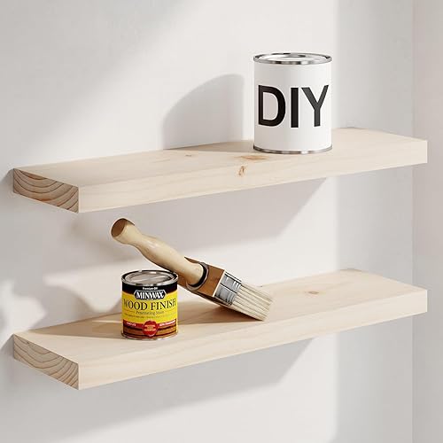 Vista 55 de Homeforia Estante flotante de nogal de 12 pulgadas, estantes flotantes pequeños de madera real maciza de alta gama de 12 pulgadas para montaje