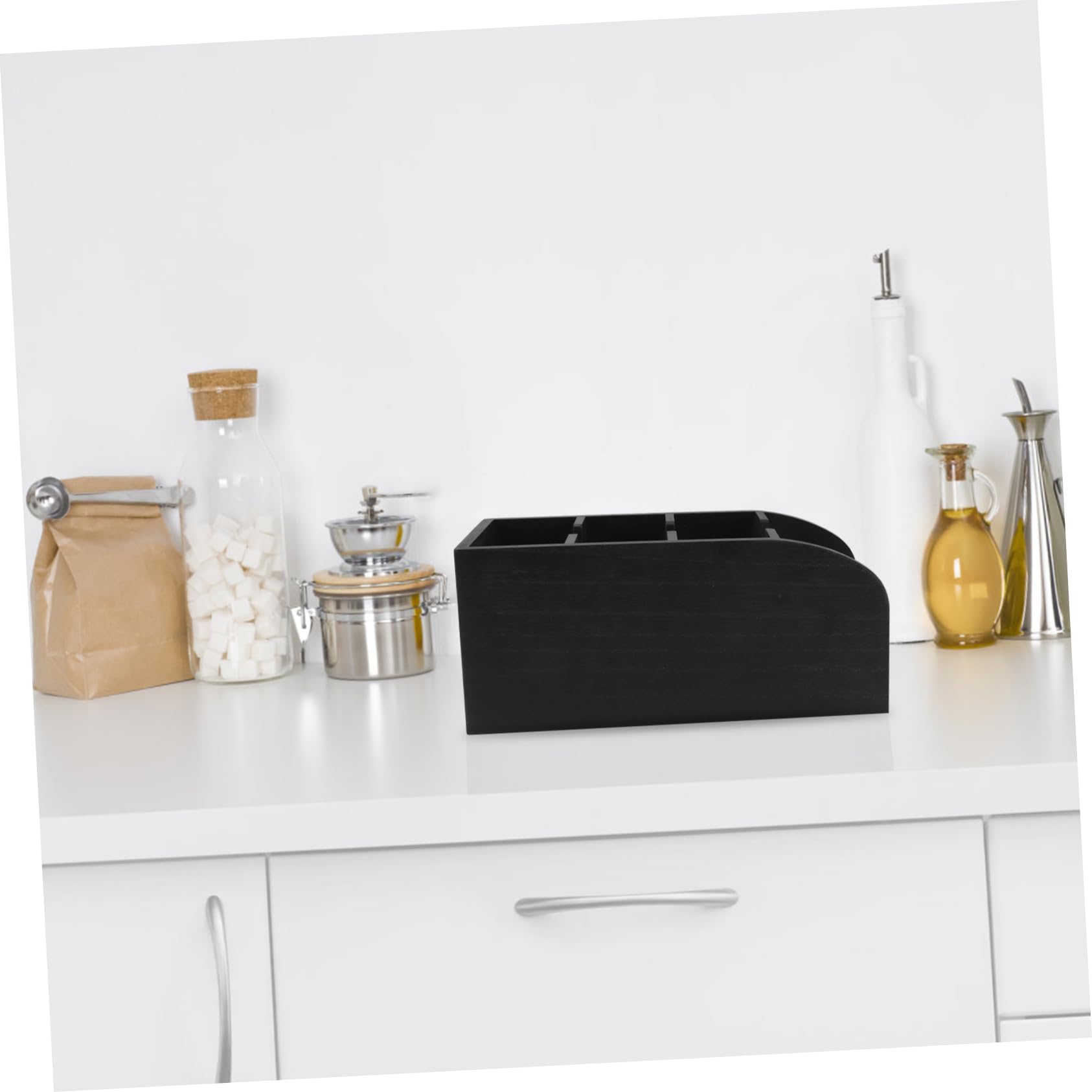 Holz Tee Organizer und Aufbewahrung für Teebeutel Schwarz | Snacks, Gewürztüten und Zuckerbeutel, für Speisekammer und Schrank, Platzsparend und Stabil