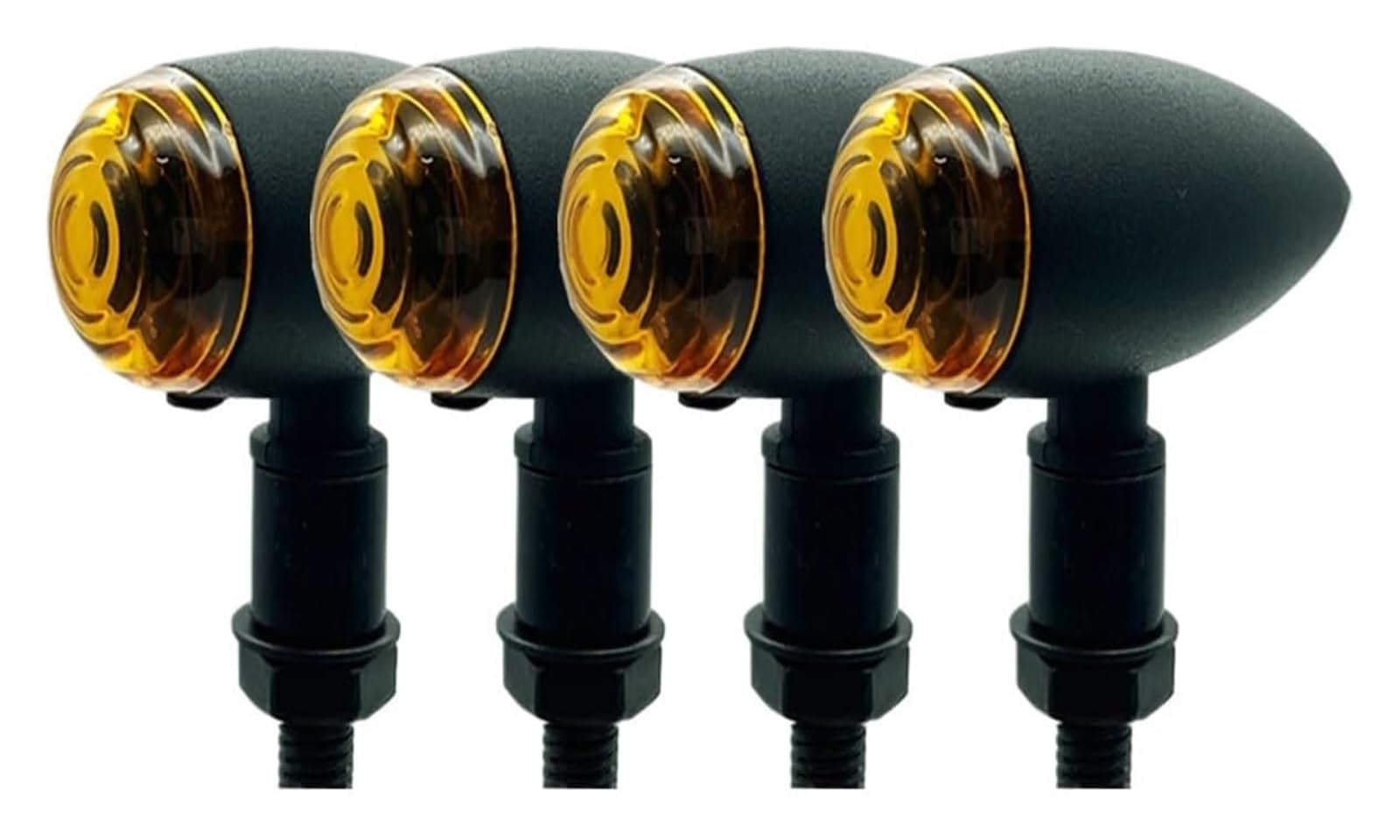 Señal Giro Motocicleta para Cruiser Chopper para Yamaha Intermitentes Tipo Bala para Motocicleta Luces Lámpara Negra(4 PCS Yellow A)