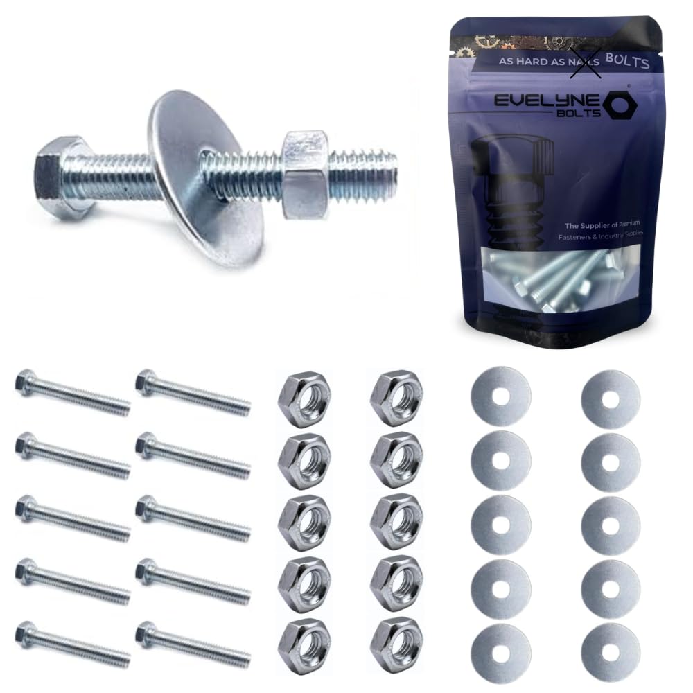 M6 Nut, Bolt & Repair Washer Set. 10 pack M6x40 Bolts, M6 Nuts & M6x25 Repair Washers