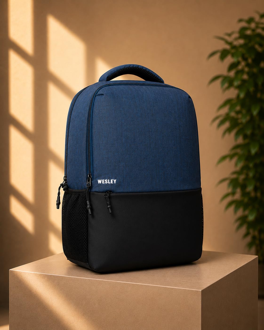Wesley Milestone 2.0 Casual Waterproof Laptop Backpack/Office Bag/School Bag/College Bag/Travel Backpack (Dimensions:13x18 inches) (Compatible with 39.62cm(15.6inch laptop) 30 L (Blue & black) 2