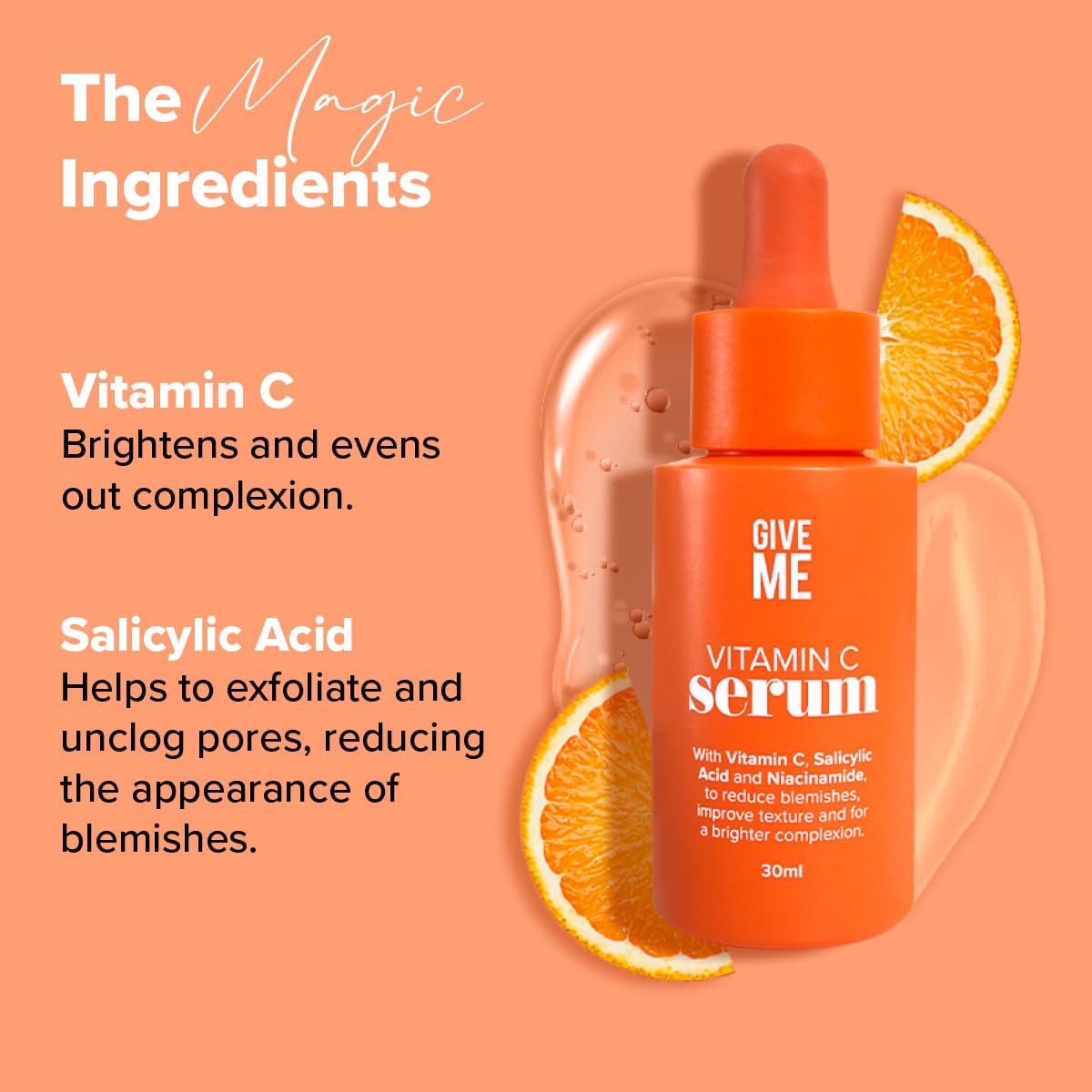 Give Me Cosmetics, 10% Vitamin C Serum for Face with Salicylic Acid, Niacinamide, and Skin Boosting Peptides, Anti Ageing - Image 3