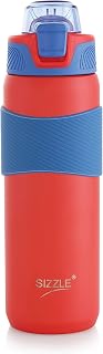 Sizzle Crest Vacuum Insulated Flask 600ml – Double Wall Stainless Steel Water Bottle with Silicone Grip & One-Hand Press B... Price In India