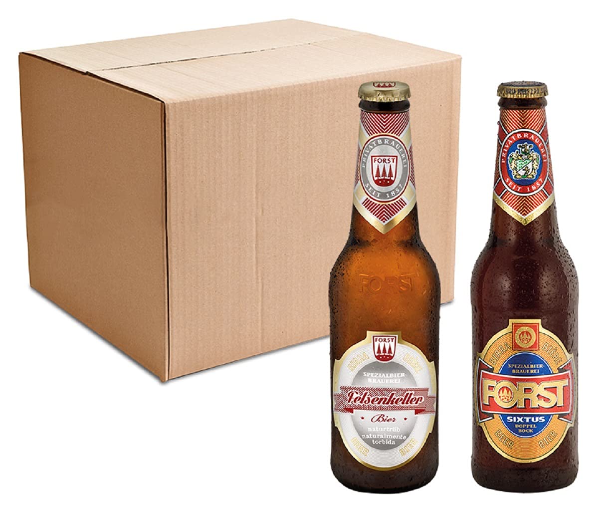 FORST Set 24 Bottiglie da 33 cl Degustazione Birra Forst Felsenkeller Sixtus Italiana Luppolo Malto Artigianale, Birra Forst 24 Bottiglie - 7,92 Litri