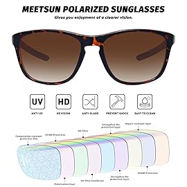 MEETSUN Polarized Sports Sunglasses for Women Men Driving Running Cycling Fishing Sun Glasses UV400 Protection Tortoise Frame-Gradient Brown Lens