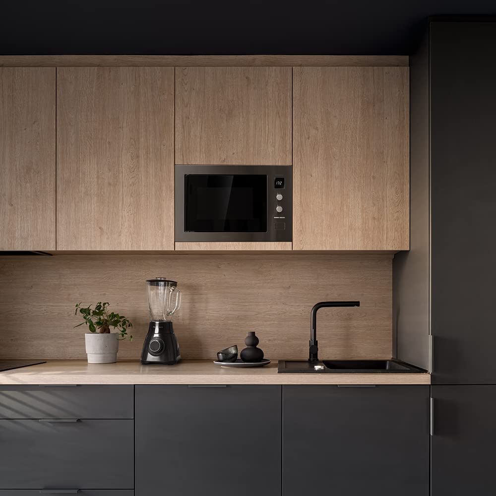 Cecotec Micro-ondes encastrable numérique 25 litres avec gril GrandHeat 2550 Built-In Steel. 1320 W, 8 fonctions, minuterie, revêtement en acier inoxydable, plateau tournant de 31,5 cm.