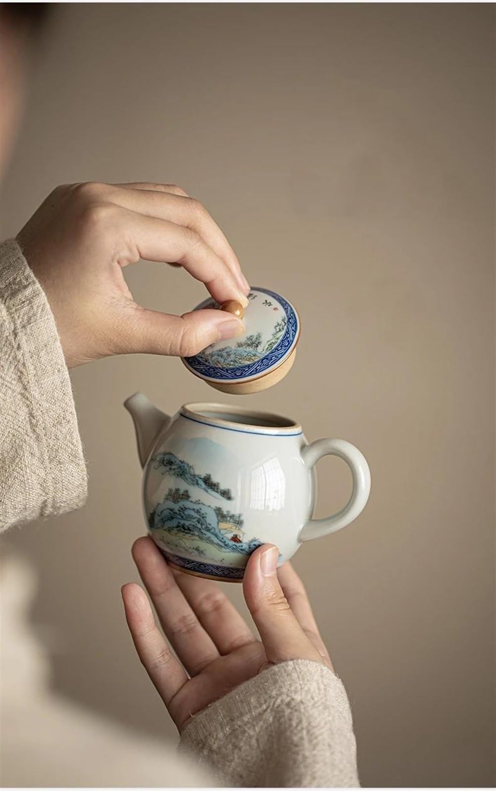 Zestaw do herbaty dla dorosłych, herbata mleczna Oolong, Tie Guan Yin, jaśmin, chiński czajniczek, ceramiczny zestaw do ceremonii, antyczny czajnik krajobrazowy, przenośne zestawy do herbaty
