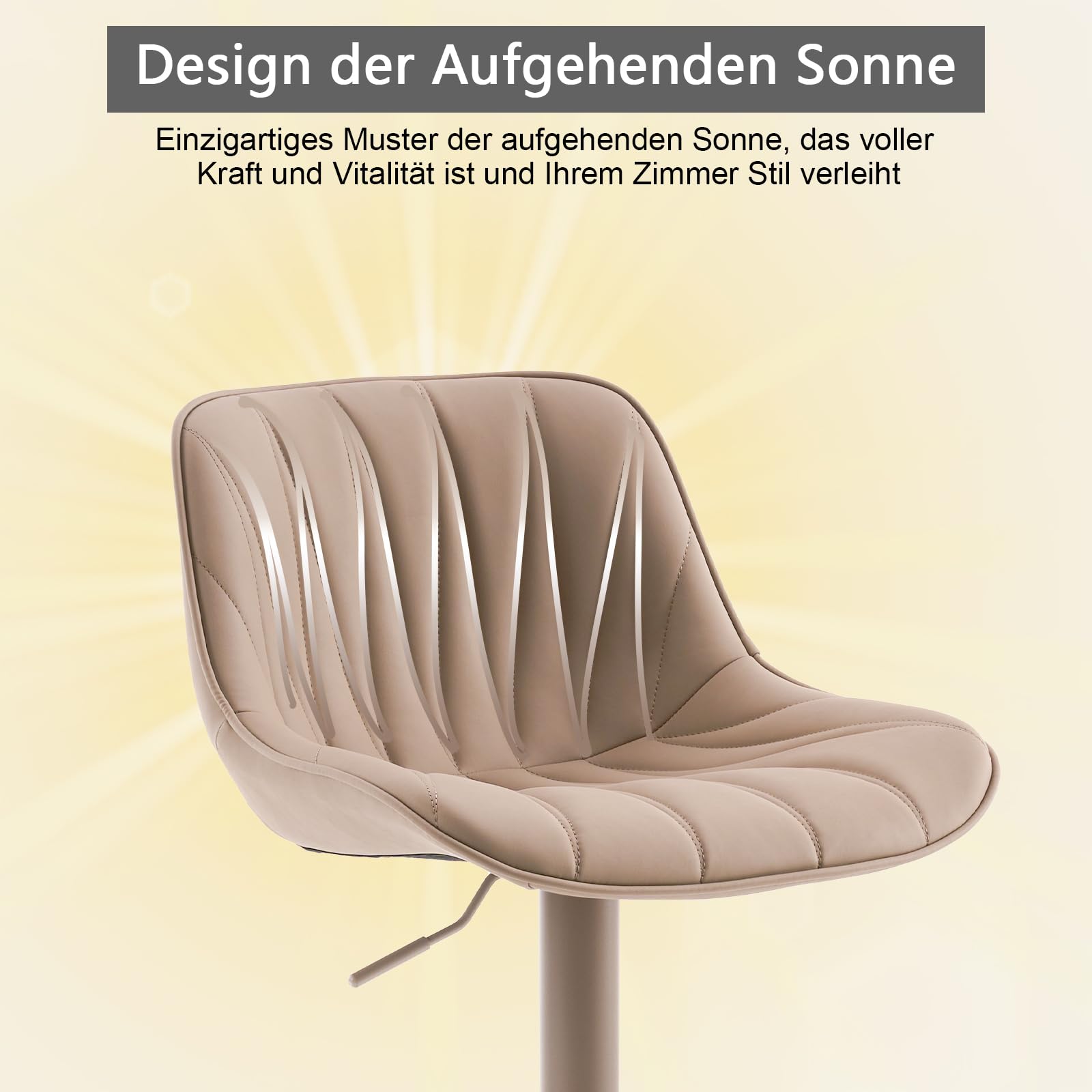 YOUTASTE Lot de 2 tabourets de bar modernes pivotants avec dossier, tout kaki | Chaise de bar avec cuir synthétique pivotant et réglable en hauteur, tabouret de bar moderne pour comptoir de bar, cuisine
