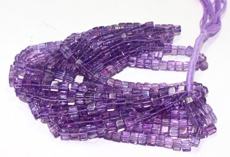 Perles cubiques améthyste naturelle 4-5mm pour collier et bracelet DIY - 3
