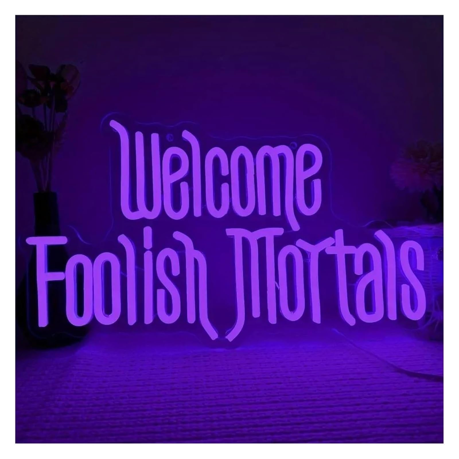 Zynther Neon lamp Neon Signs Decor Sign Welcome Foolish Mortals Wall