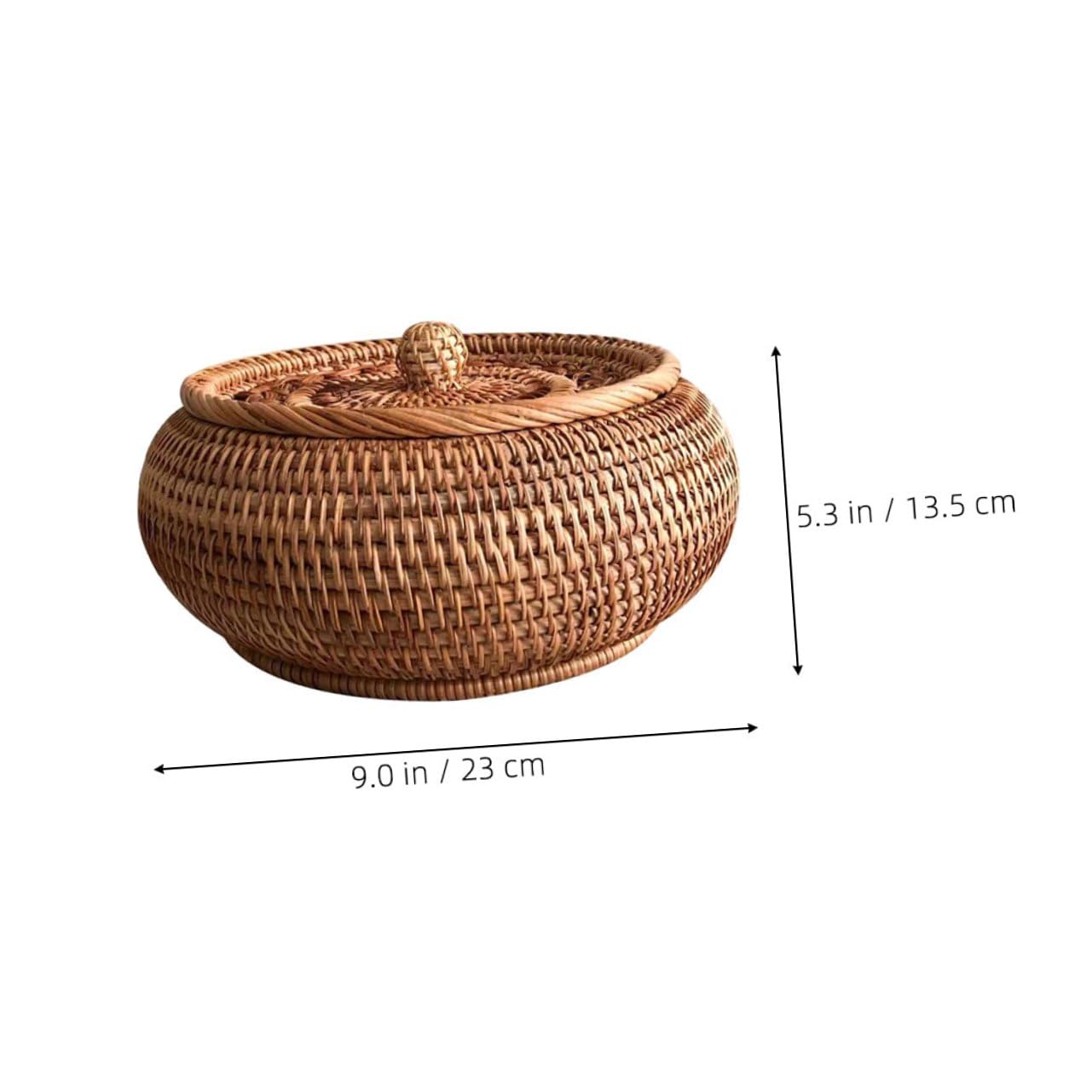 Veemoon Cesto Porta Dolci in Rattan Intrecciato Contenitore Versatile Coperchio per Snack e Dolci, per Regalo di Inaugurazione Casa o Studio