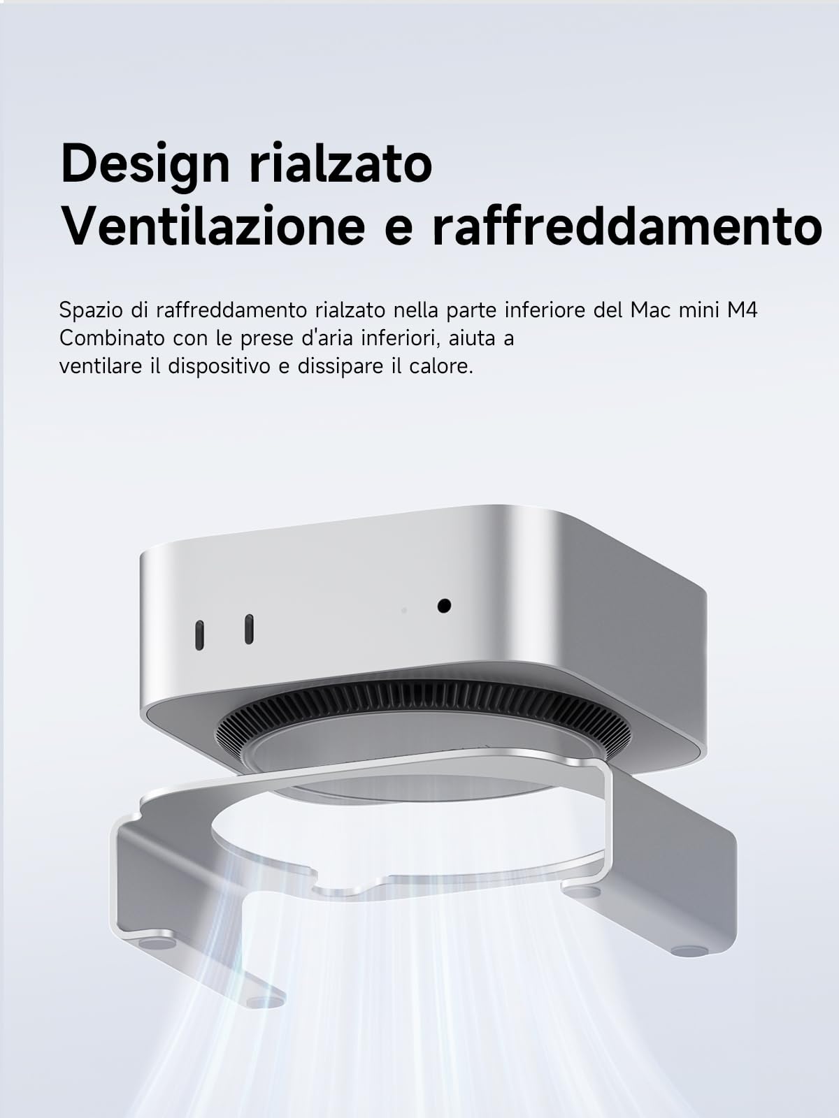 Hagibis Mac Mini M4 Supporto, Compatibile Con Mac Mini, In Lega Di Alluminio – Struttura Rialzata Con Ventilazione E Accesso Facilitato Ai Cavi (MMS03)