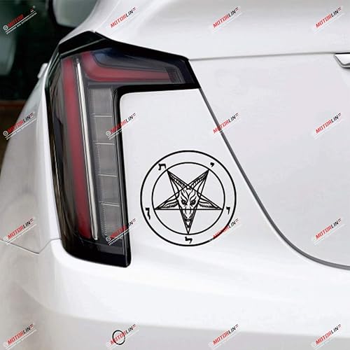 Miniatura 2 de Pentagram Baphomet Devil Satanic Goat Calcomanía de vinilo – Paquete de 2 calcomanías de vinilo negro de 5 pulgadas – para coche, barco, laptop, sin